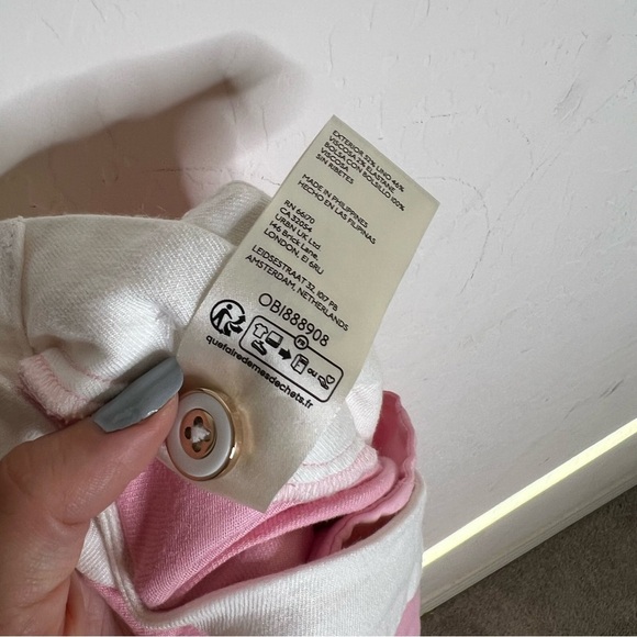 Maeve Anthropologie Linen Side-Button Trousers Pink - Picture 9 of 9